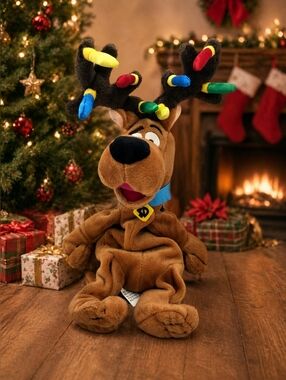 Scooby-Doo Reindeer Plush w/ Christmas Light Antlers WB Studio Store 1998 Vtg